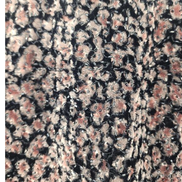 Papell Boutique Evening Black Floral Velvet Sequin Jacket Women’s Size L - Picture 3 of 11